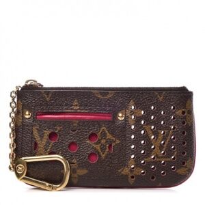 Louis Vuitton Pochette Clés Monogram Perforated Pink Keychain Luxury